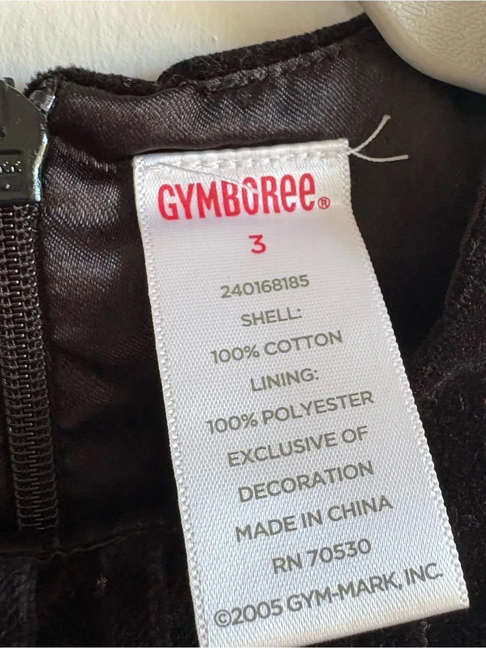 Gymboree Girls 3T Black Velvet Holiday Xmas Dress Sleeveless Red Bow Zip Back
